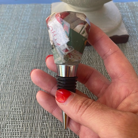 XMAS Handmade Festive Holiday Diamond Top Wine Stop Multi - Picture 11 of 13